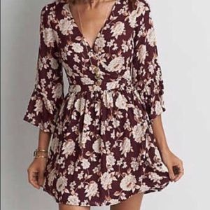 ⚡️ Maroon Floral Wrap Dress